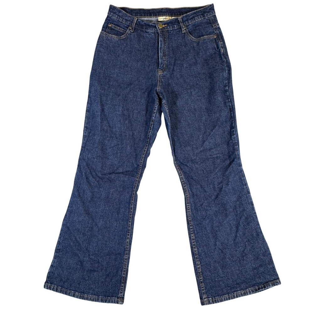 TravelSmith Womens Petite 12P Dark Wash Bootcut Denim Jeans Stretch Style 3972